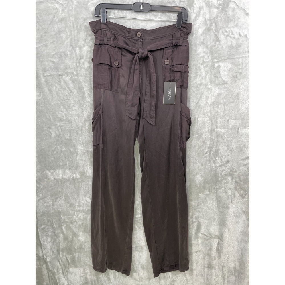 NWT Patrizia Pepe Firenze Pants Women's Size 40/ US 4 Brown Silk Cargo Pants NEW